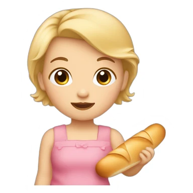 Bébé fille blonde avec baguette de pain  sticker