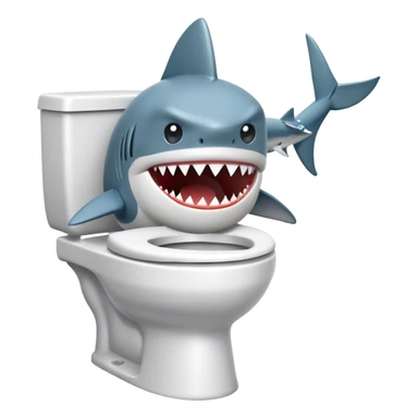 Toilet with fist and a shark hat sticker
