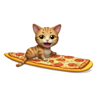 Cat eating pizza on a surfboard sticker