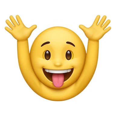 emoji sticking its tongue out with its hands going in an opening motion  sticker