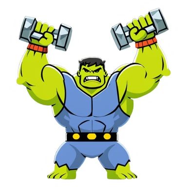 Hulk lifting Thor's hammer triumphantly sticker