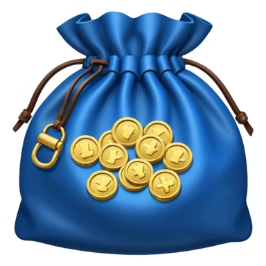 blue coins inside a leather bag  sticker