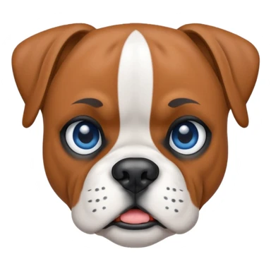 Pure White boxer dog with blue left eye sticker