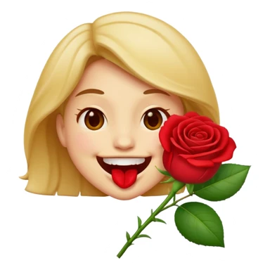 Normal emoji biting a rose flower  sticker
