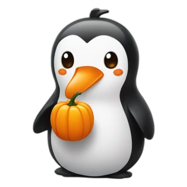 Un pingouin avec une citrouille accompagnée d'un œuf sticker