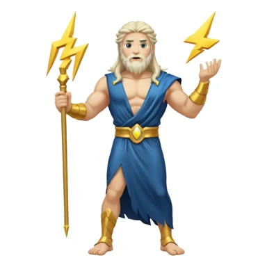 Zeus, whole body, long hair, lightinings, leaning against sticker