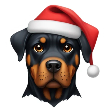 Rottweiler wearing a Santa hat sticker