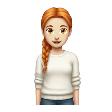 Red-haired girl in two ponytails with pale skin white sweater sticker