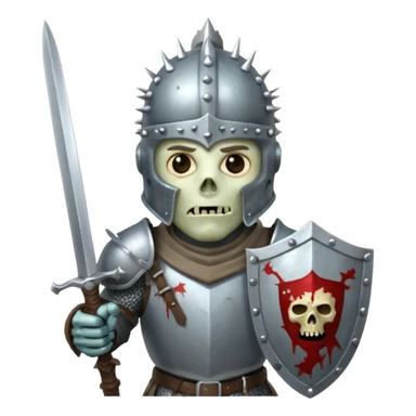 zombie Knight with silver spiky helmet holding sword and shield sticker