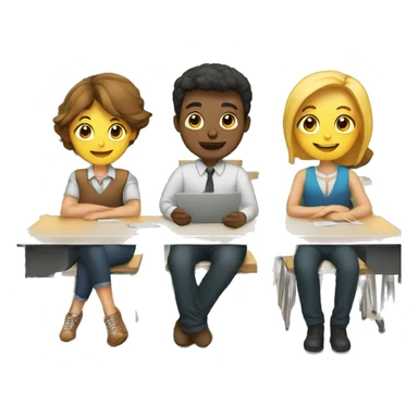 3 people around in classroom sticker