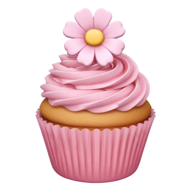 pastel pink cupcake with a flower decoration sticker