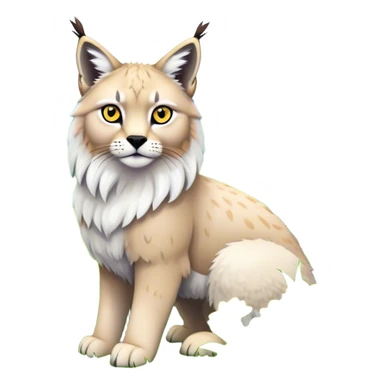 Collage of exotic animals: a lynx with striking eyes, and a fluffy alpaca standing in a lush meadow. The lynx gazes intently while the alpaca looks calm and curious. Surrounded by vibrant plants and flowers. Transparent background for a lively, colorful scene. sticker