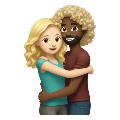 Blond white girl hugging Mexican curlyhaired black haired girl sticker