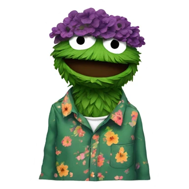 oscar the grouch with a floral button shirt sticker