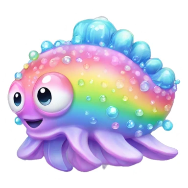 Kawaii pastel neon rainbow bedazzled sea creature sticker