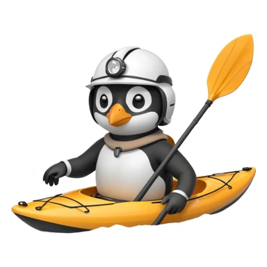 penguen kayakçı kasklı sticker