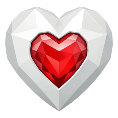 white and red geometric jewel heart sticker