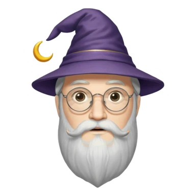 Design Albus Dumbledore with long white beard, half-moon glasses, wizard hat & wise expression. sticker