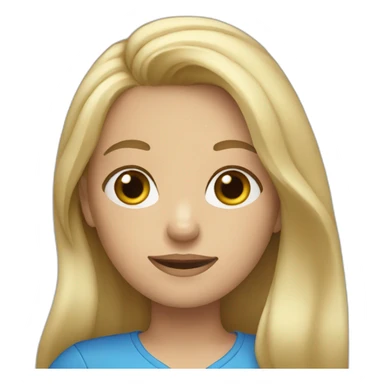 blonde girl with long hair dressed in blue shirt sticker