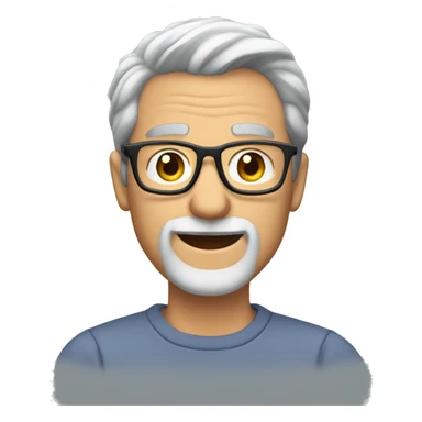 smiling Mature man with gray hair and beard and glasses sticker
