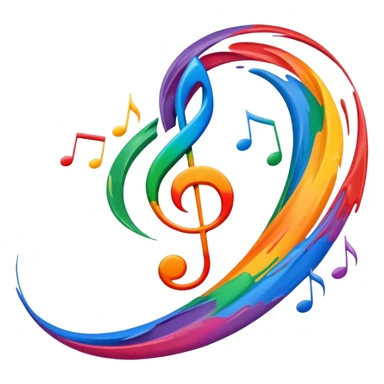 Abstract swirl combining a paint stroke, music note, and stage curtain – symbol of diverse artistic expression sticker