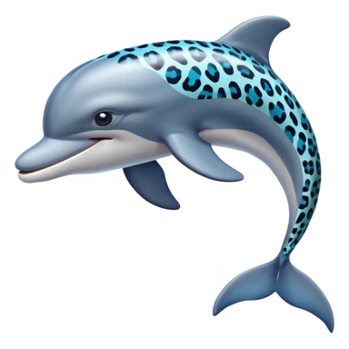 the dolphin emoji, but instead of blue skin it has leopard skin sticker