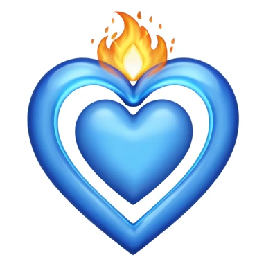 Blue heart with big BLUE flame NO RED OR ORANGE sticker
