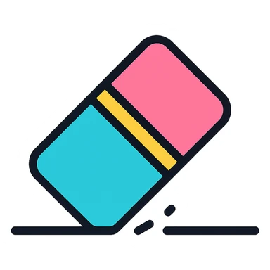 Eraser removing line on paper sticker