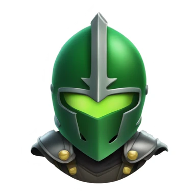 green helmet knight whit lightninh eyes, face all covered, 3/4 position, evil sticker