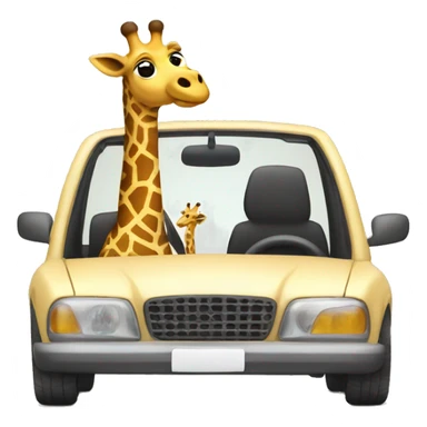 Giraffe driving a car sticker
