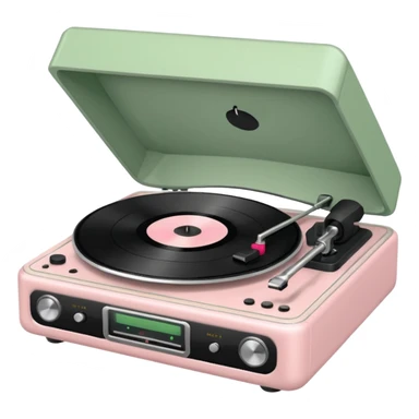 Vintage pale pink and sage vinyl player sticker