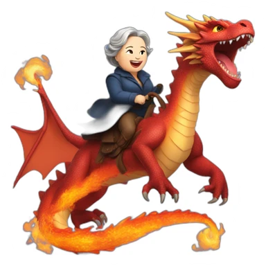 Kathy Bates riding a fire breathing dragon sticker