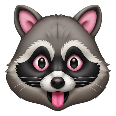 a raccoon with its tongue out sticker