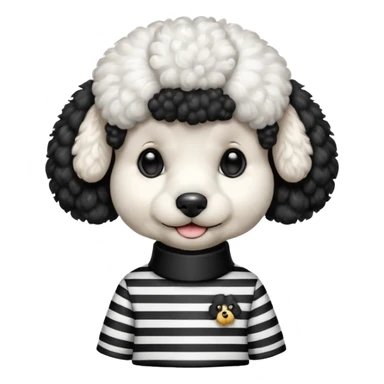 Poodle wearing black and white stripe shirt  sticker