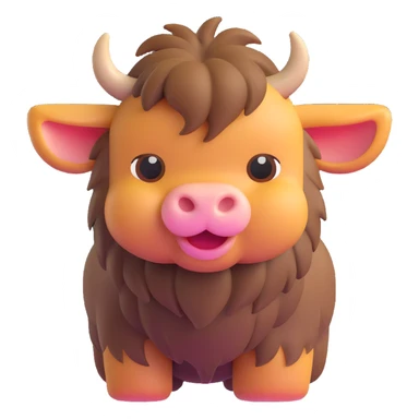 baby yak, 3D emoji style, soft shading, lively and expressive, suitable for app icon sticker