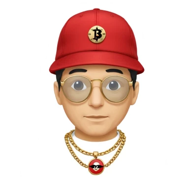 Mike D from Beastie Boys with dark glasses and red hat linux logo medallion on gold chain sticker