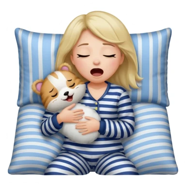 {
      "type": "human",
      "look": "girl in striped pyjamas, yawning, holding pillow",
      "description": "a sleepy girl in striped pyjamas yawning while holding a pillow"
    } sticker