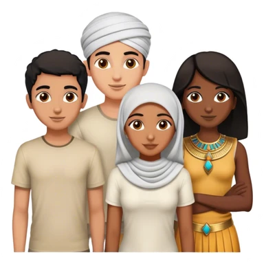 4 bestfriends, 1 south adian girl, 1 Egyptian boy, persian girl 1 moroccan boy 1 black boy sticker