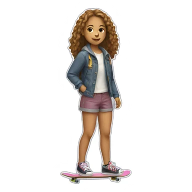Make a sticker of the 30 birthday of a woman Who looks like a girl of 16 with a skateboard in his hand sticker