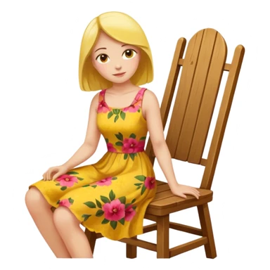 a yellow woman sitting on a chair sticker
