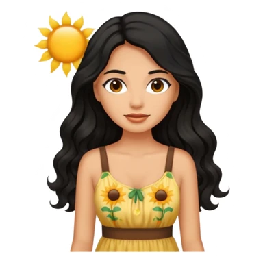 Mujer morena pelo ondulado negro largo sticker