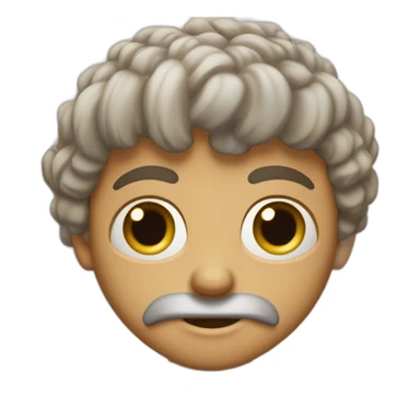 Créame un emoji de un personaje con cara larga con lente ojos pequeños con poco pelo sticker