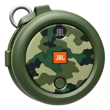 Abstract JBL Clip 4 keeping the signature round shape with clip, basic green camouflage design, iOS emoji style sticker