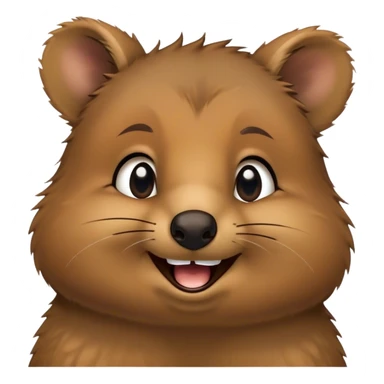 Cinematic Comical Quokka Portrait Emoji, Head tilted dramatically with an exaggeratedly amused expression, featuring a quirky, fluffy brown fur with a wide, playful grin and expressive eyes filled with humorous disbelief, Simplified yet hilariously expressive features, highly detailed, glowing with a slightly sassy glow, high shine, dramatic yet playful, stylized with an air of cheeky marsupial mischief, bright and endearing, soft glowing outline, capturing the essence of a spirited and over‐the‐top quokka, so meme‐worthy it feels like it could beam its way into internet fame instantly! sticker