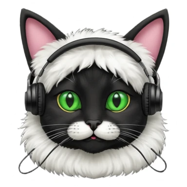 black cat in headphones sticker