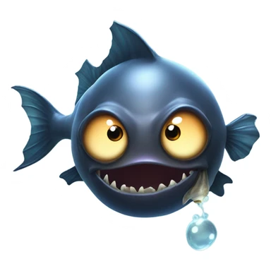 Anglerfish with a glowing lure hanging from its forehead, sharp teeth, and big eyes. sticker