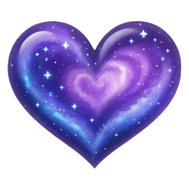 a heart shape with a night sky galaxy texture, sparkling stars, deep blues and purples sticker