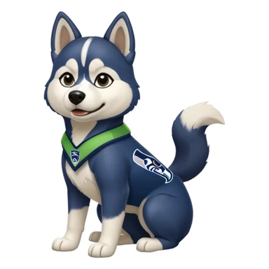 Black white husky with floppy ears Seattle Seahawks gear sticker