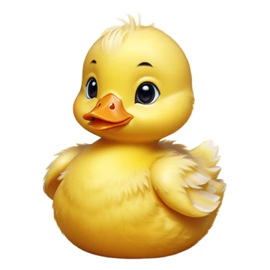 Cinematic Cute Yellow Baby Duck Portrait Emoji, Head tilted playfully and inquisitively, featuring a fluffy, vibrant yellow downy coat with a tiny delicate beak, round, sparkling eyes filled with curiosity, Simplified yet irresistibly adorable features, highly detailed, glowing with a warm, friendly glow, high shine, affectionate and spirited, stylized with a touch of playful whimsy, bright and endearing, soft glowing outline, capturing the essence of a mischievous yet loving duckling, so playful it feels like it could peep out of the screen and into your arms! sticker