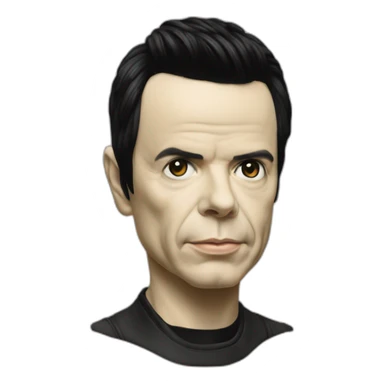 photo-realistic Gary Numan in 1979, standing upright, playing a Mini Moog, front-view perspective, sticker